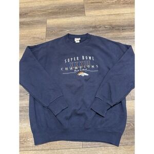 Vintage‎ 90s Men's Large Denver Broncos Nutmeg Sweatshirt Crewneck Blue SB 33